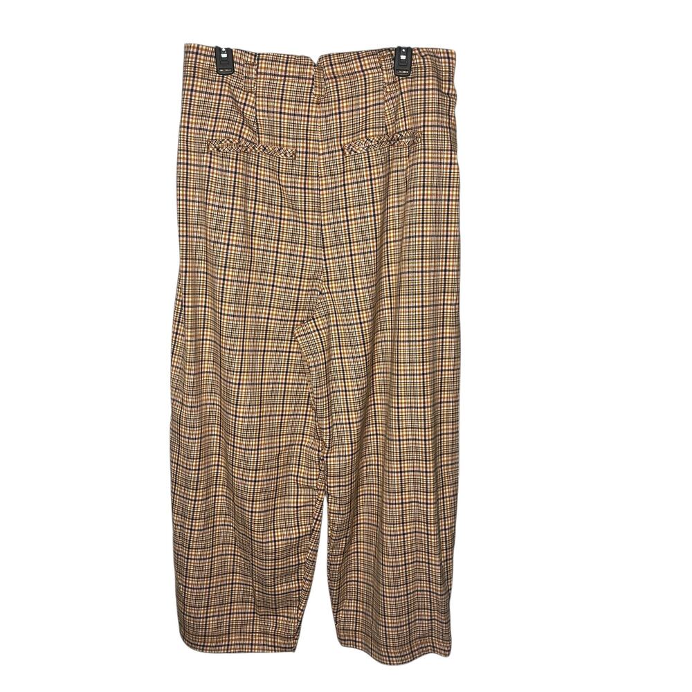 Free People Plaid Wide-Leg Trousers in Brown and Tan - Picture 3 of 10